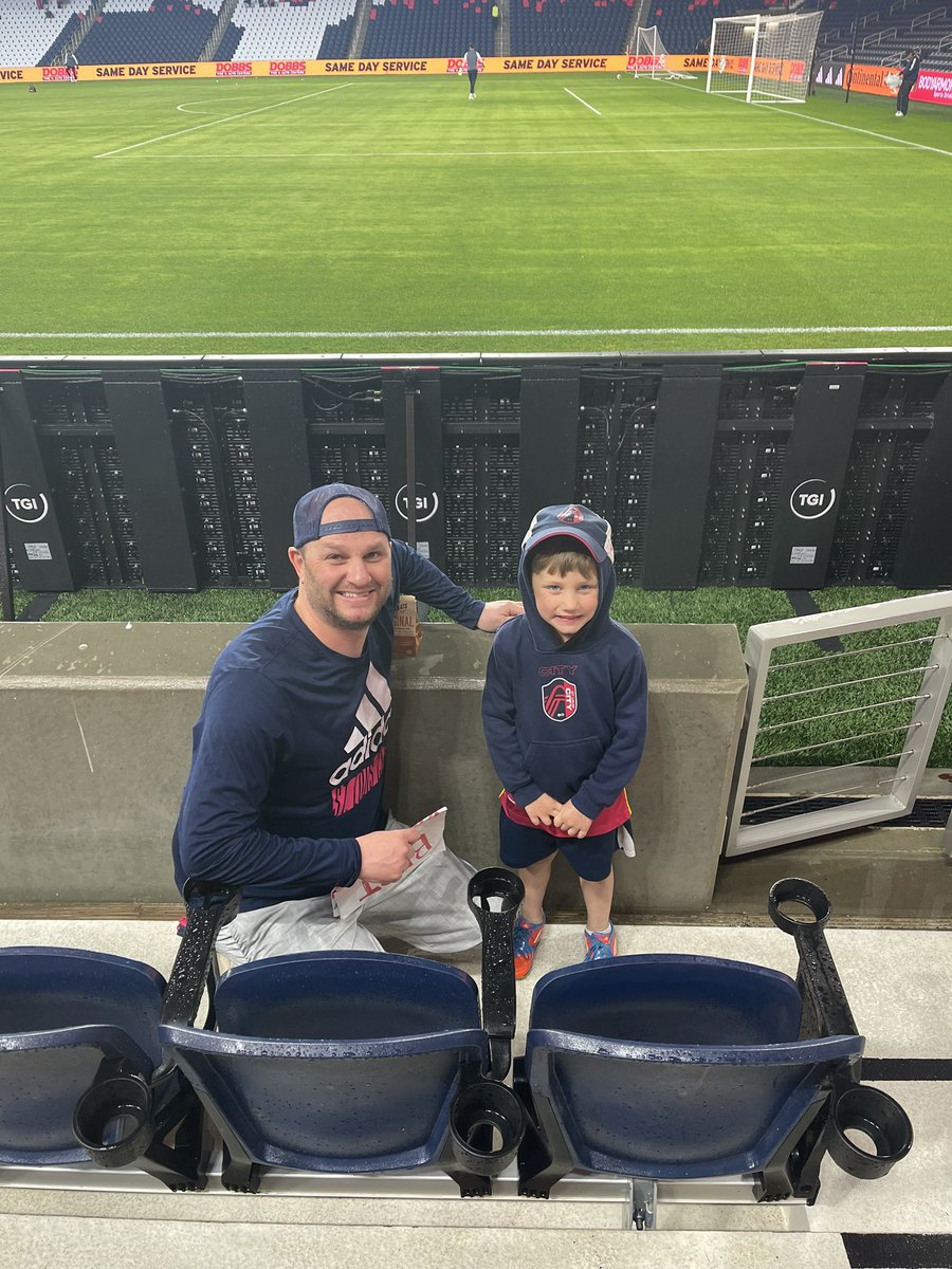 Coach_PatTurner's tweet photo. “Best Birthday Ever!” - Darin @ 1:15am

Our first @stlCITYsc game together was an unforgettable experience, thanks to some special people. Capped it off with a pic with Edu Löwen! #AllForCITY https://t.co/D9RehiXceX