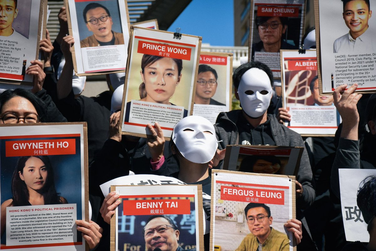 students4hk's tweet photo. Yesterday, we gathered to stand with #HK47 &amp; all HK #PoliticalPrisoners. We call for further support for Hong Kongers and punitive sanctions on judges, politicians, and officials in Hong Kong and China who imposed this heinous oppression on our prisoners of conscience. https://t.co/ef04wKw3GJ