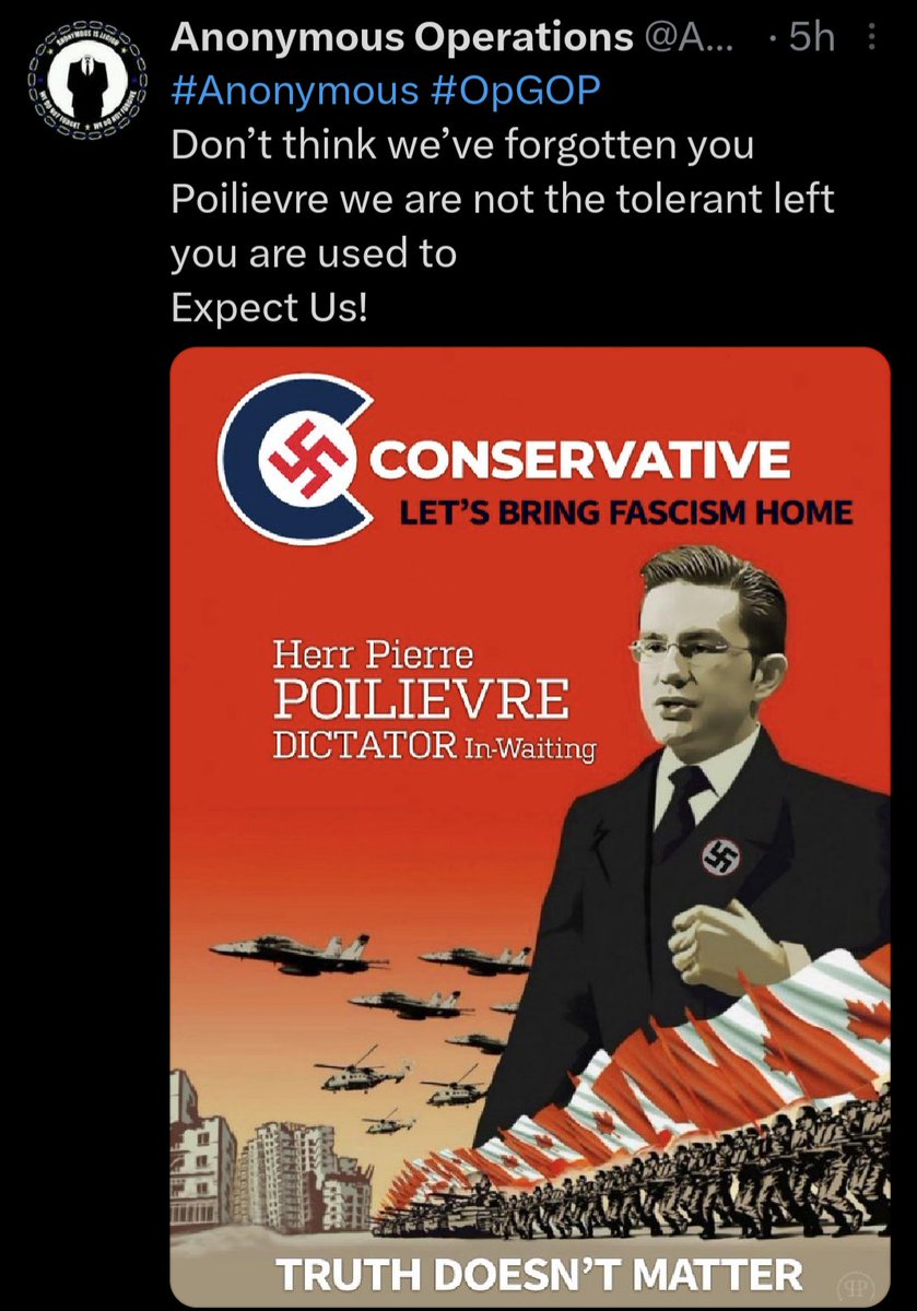 RodKahx's tweet photo. Twitter just suspended anonymous after these tweets about Pierre Poilievre. https://t.co/qBIaoYuddx