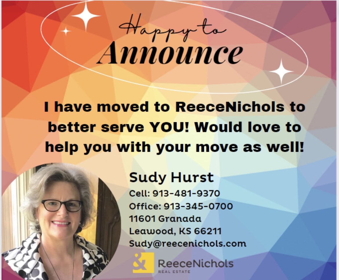 Found a new home with ReeceNichols! I’m here for your real estate needs anytime! #sudyhursthomes
#sudylovesrealestate
#sudysells
#realestatewithsudy
#buyandsellwithsudy
#kcrealestate
#kcrealtor
#kcrealtors
#kcrealestategroup