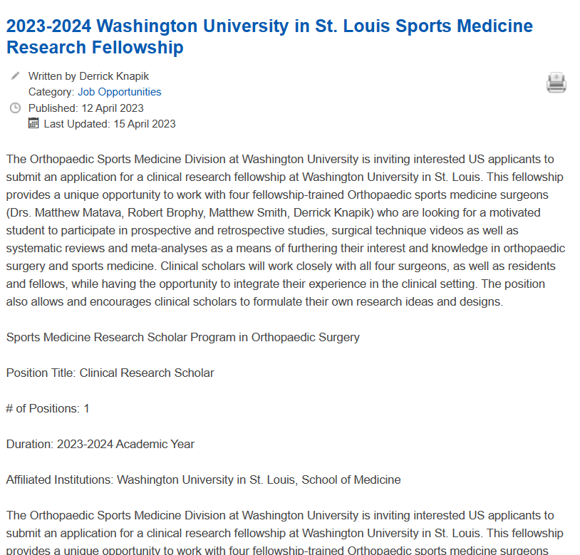 Project IMG ™ on Twitter "Research Fellow Sport Medicine Washington
