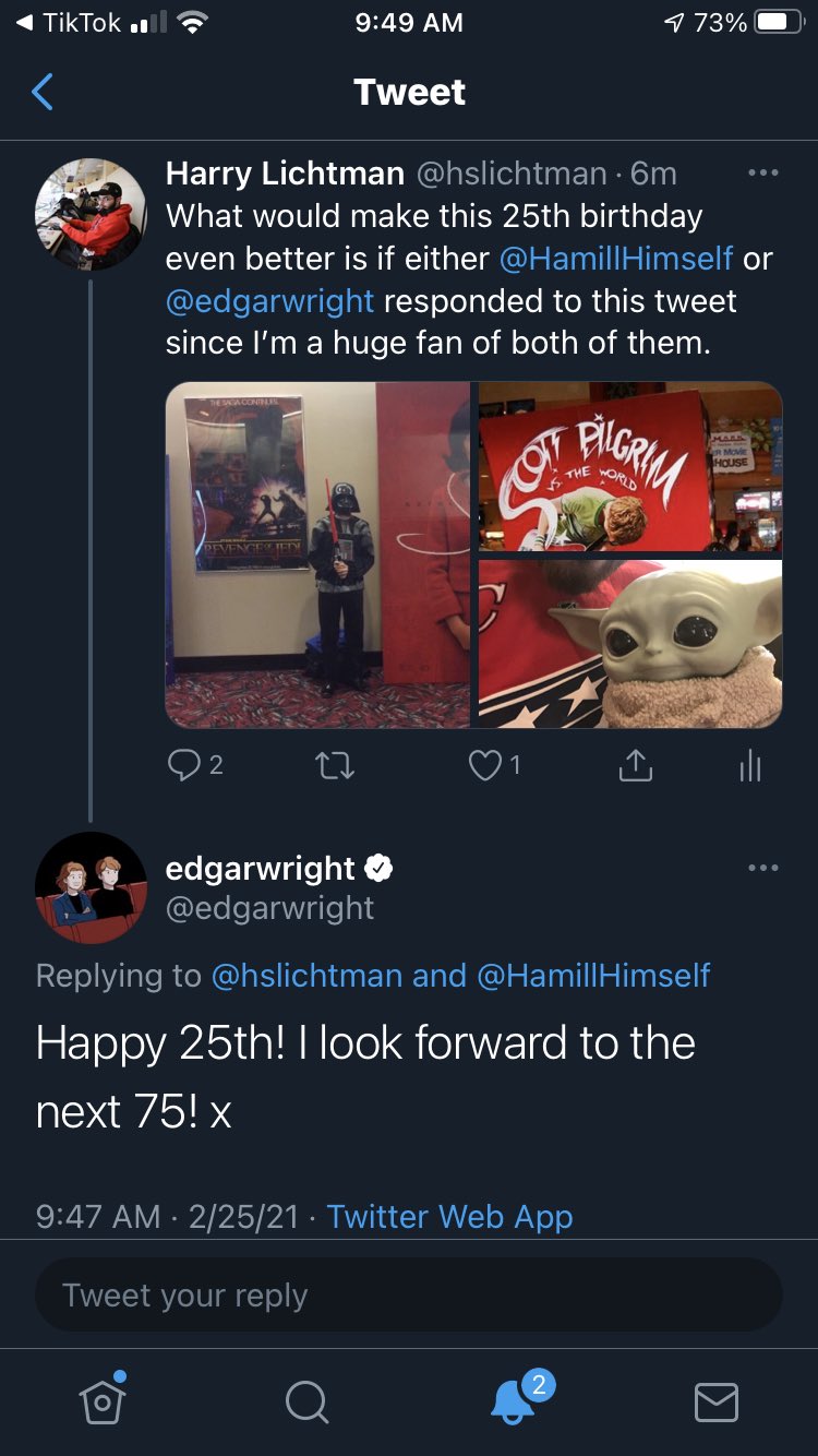 Edgar Wright wishing me a happy 25th birthday a couple years ago. 