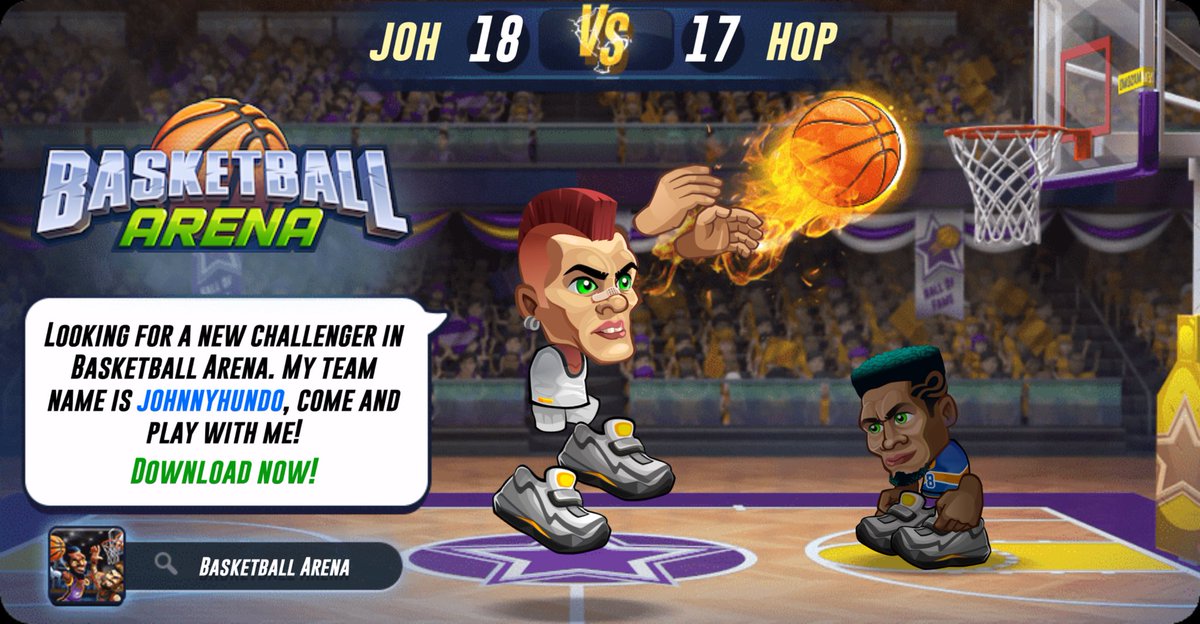 Looking for a new challenger in Basketball Arena. My team name is johnnyhundo, come and play with me! Download now! app.adjust.com/5t7gxjd_g6ws1sj #basketballarena @basket_arenauuhjjjhdezra