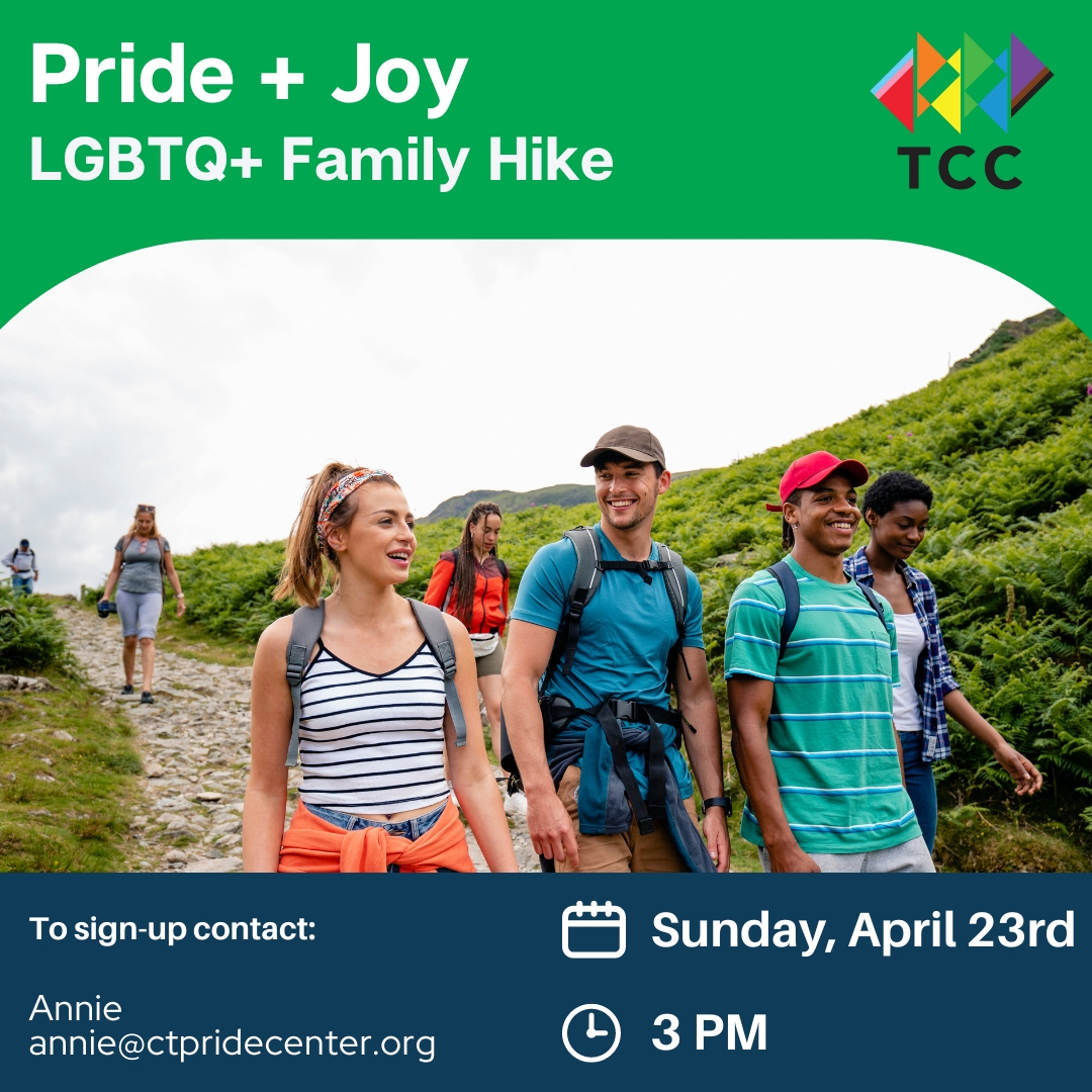 CTPrideCenter's tweet image. Join us next Sunday for a spring hike that's fun for the whole family! All ages are welcome with a parent or caregiver. Pride + Joy is a social group for LGBTQ+ Parents with their kids and LGBTQ+ Folks forming their families.
RSVP to annie@ctpridecenter.org for the location.