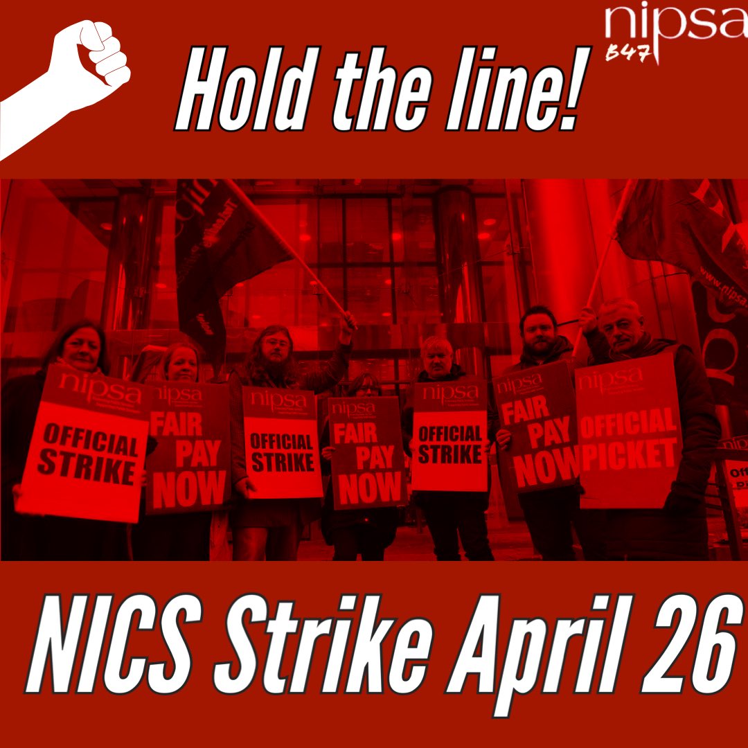 NIPSA_B47's tweet photo. Join the pickets! ✊✊✊ #NICSStrikeApril26 🚩#WeWontBeLeftBehind 💪 #OneBigUnion https://t.co/15H8vepgBZ