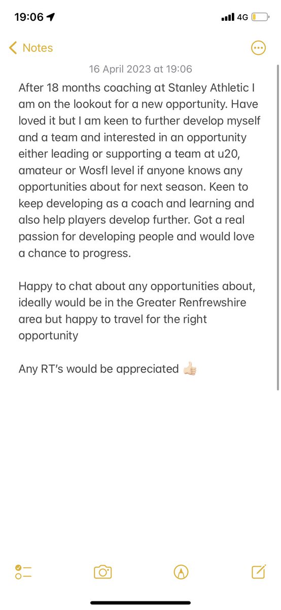 Loved my time coaching Stanley but keen to see what opportunities are out there for an aspiring coach/manager ⚽️

Any RT’s would be appreciated 👍🏻