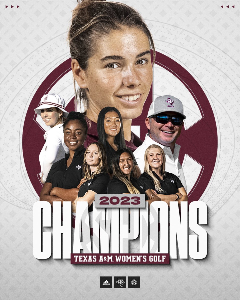aggiewomensgolf's tweet photo. SEC CHAMPS ‼️

Your Aggies are bringing home the hardware after Zoe clinches in an epic playoff match 🏆

#GigEm https://t.co/MRWuGwaSIX