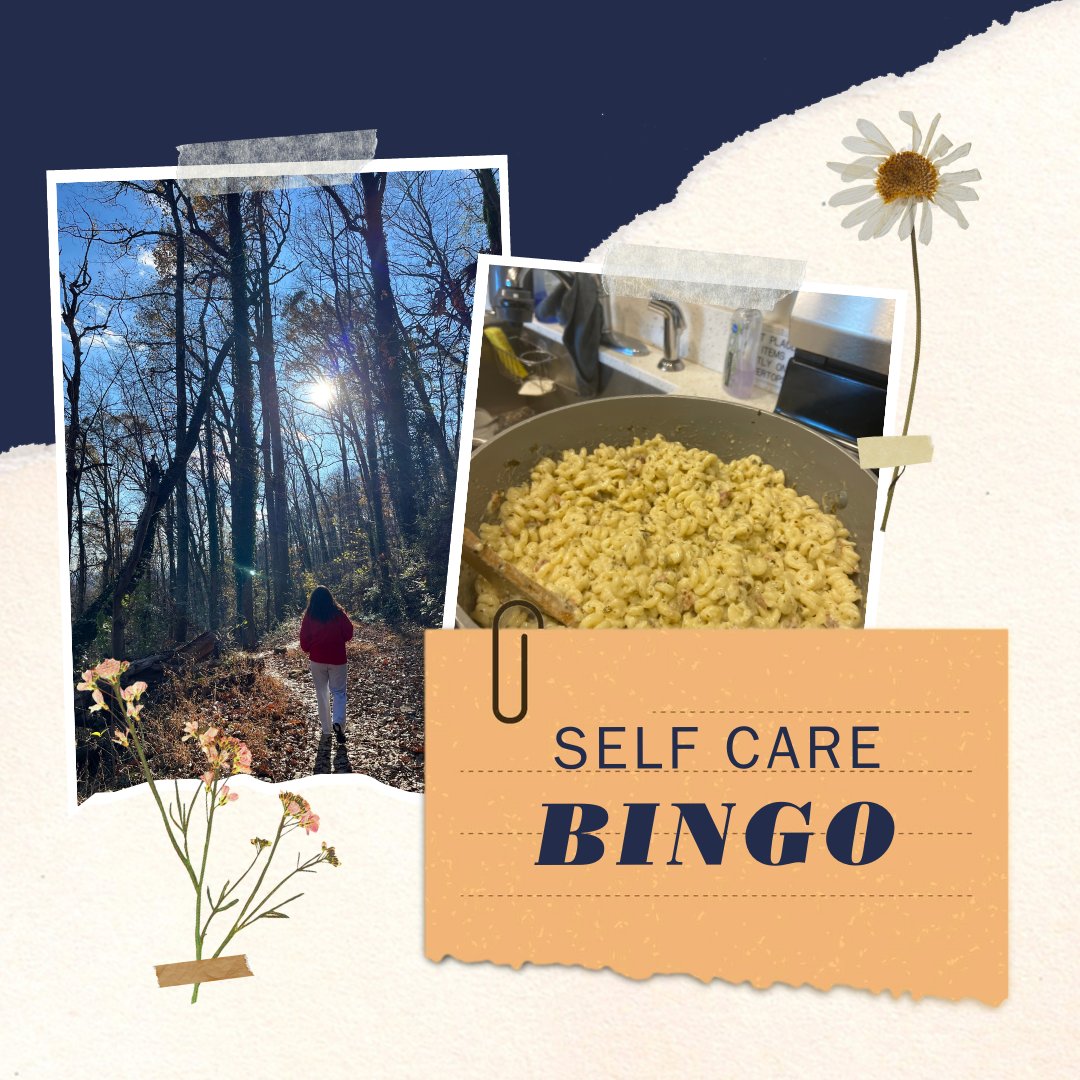Thanks to everyone who participated in the Self-care Bingo organized by interns Leah Carroll and Kaitlyn Baker earlier this month! Keep making time to take a break outdoors, share a meal with friends, or do whatever helps you recharge.