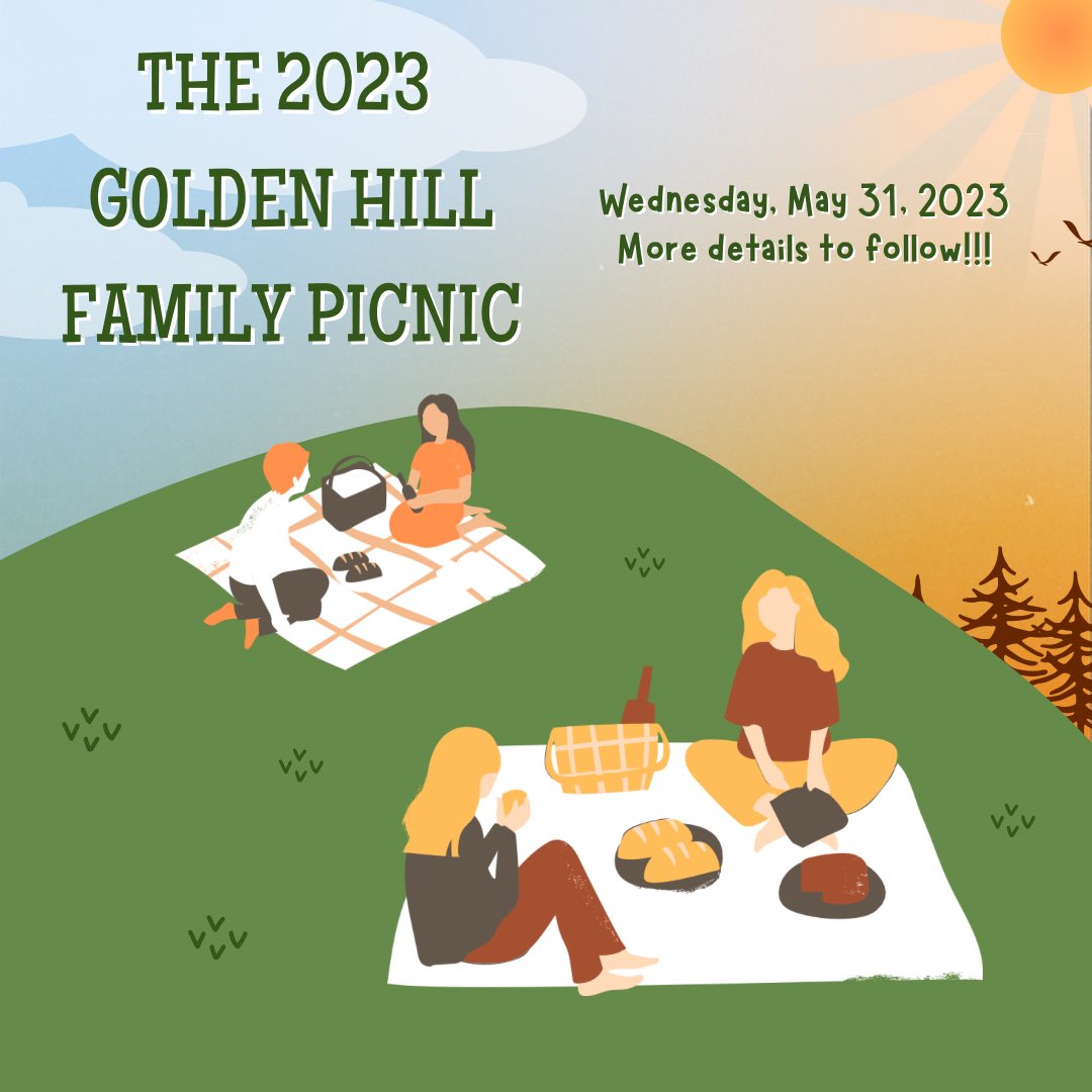 Save the date Golden Hill families!! The 2023 family picnic is here!! Wednesday, May 31 and more information will be available soon!! #ghscpa #ghgators