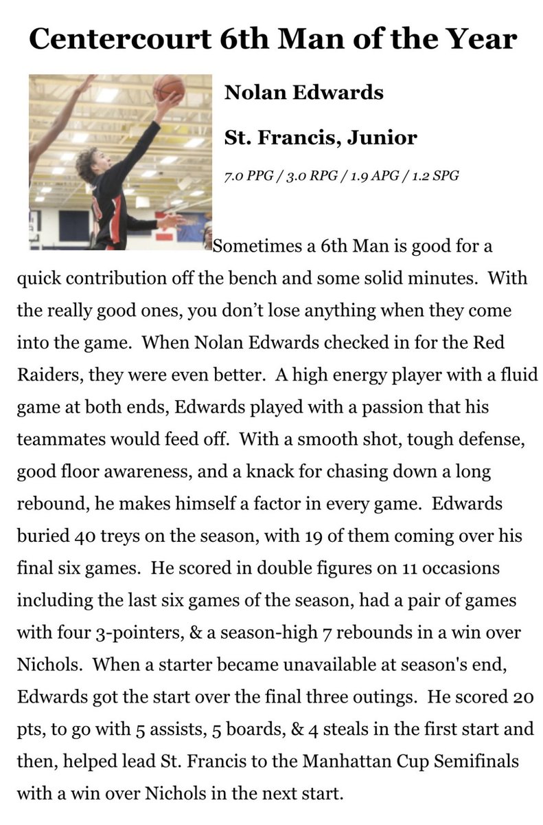 ifsbasketball's tweet photo. Congrats to Nolan Edwards on being named @centercourt42 ‘s 6th Man of the Year! What an accomplishment! Congrats Nolan! #IFSBasketball #TeamIFS #IFSFamily https://t.co/ANuRUpcqg4