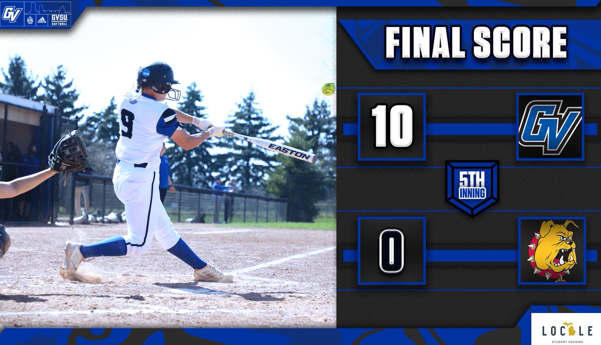 GVSU takes the first game behind an eight-run fourth inning! #AnchorUp