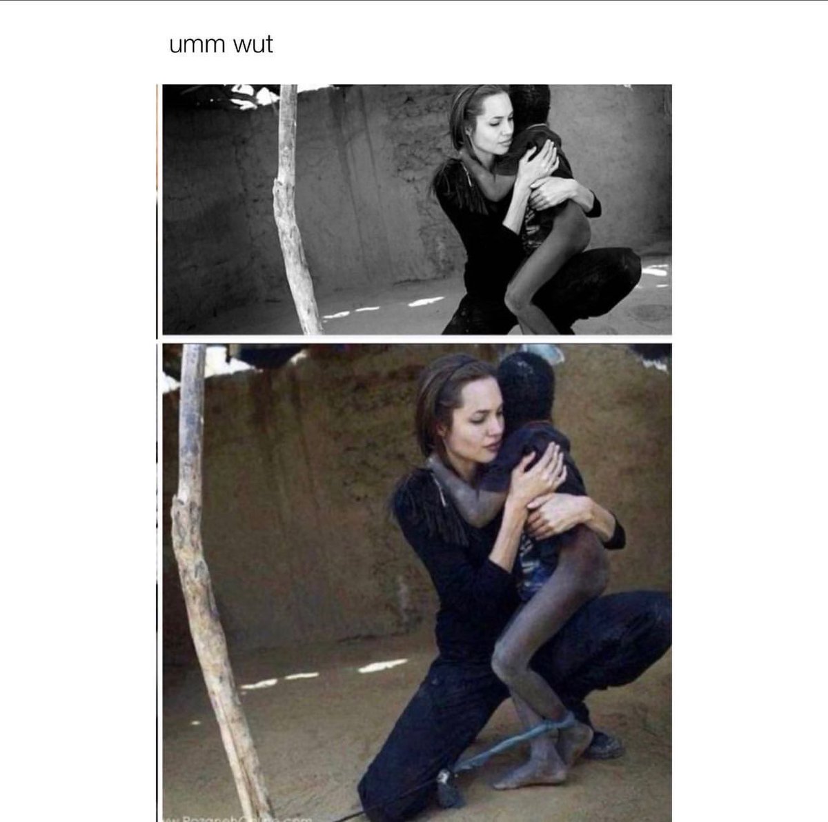 itzbennyman's tweet photo. Angelina Jolie human trafficker and her pet kid tied to a tree! Sik fuks https://t.co/yD3aUkt80S