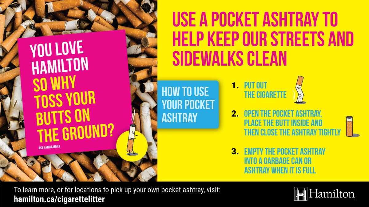 cigarette butts contain plastic Cigarette butts contain plastic that will not biodegrade or decompose.  Dispose of cigarette butts safely in an ashtray or receptacle, never on the  ground. Pocket ashtrays can be picked up at many