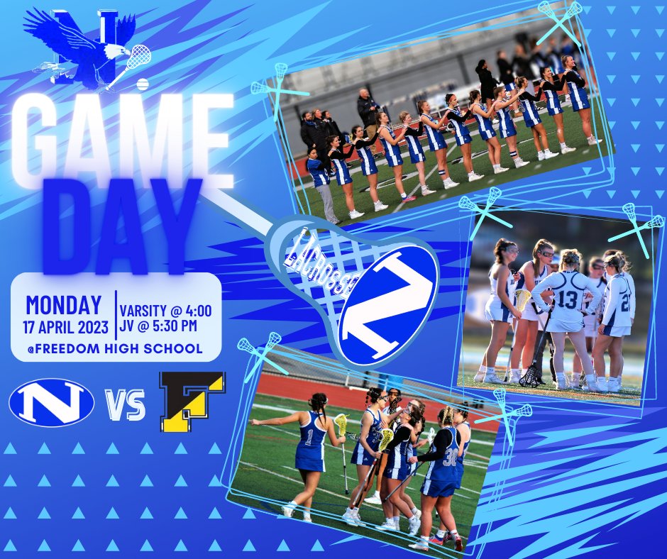 Game Day Monday! Come out to cheer on the Nazareth HS Girls Lacrosse team as they play Freedom at Freedom High School!
 
#Letsgoblueeagles🥍🥍🥍