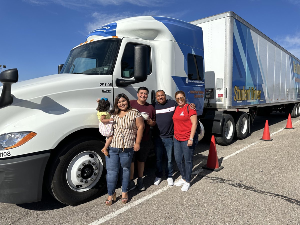 PCCTruckDriver's tweet image. Congrats to Sergio C. for passing his Class A #CDL today, too! He's seeking a local job. His fam celebrated (with a cake! 😀) when we returned. Dad is a grad/driver, too!  Love to see the fam support. Way to go, Sergio, and thx for choosing us. #PimaCCWorkforce #studentsuccess