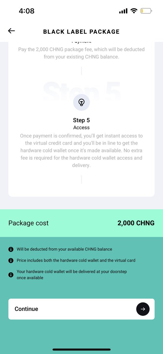 Neffxbt's tweet photo. As a user interested in trying out @FinanceChainge  $CHNG virtual prepaid card service, I'm disappointed to find out that they require me to purchase a hardware wallet from a non-prominent brand worth 2000 Chainge ($230) before I can access the card details. What happened to decentralization? Why do they need my residential address for a hardware wallet that hasn't even been launched yet? What if the user do not have need for hardware wallet so does it mean they wouldn’t provide card services to them? It feels like they're hiding behind the pretext of the hardware wallet to collect user addresses instead of being transparent about their intentions for card payment services.