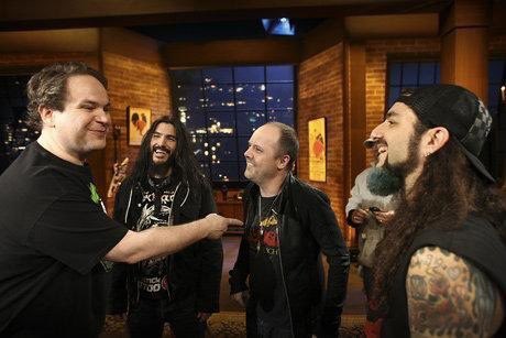 This 3rd pic is on the set of <a href="/ThatMetalShow/">That Metal Show</a> where Lars &amp; Robb Flynn were guests and I was the musical guest. During one of my musical breaks into commercials, of course I had to play the drum part from Metallica’s One and Lars was, as always, so complimentary and full of praise