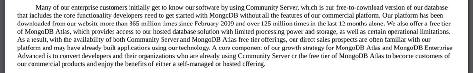 SeanEdrington's tweet photo. 3.)
@MongoDBis an open-source database to help with cross-platform collaboration.

Mongo DB has a market cap of $16B and trades on the NASDAQ.

10-K, "Our primary subscription package is MongoDB Enterprise Advanced." https://t.co/AF2nLDWuBQ