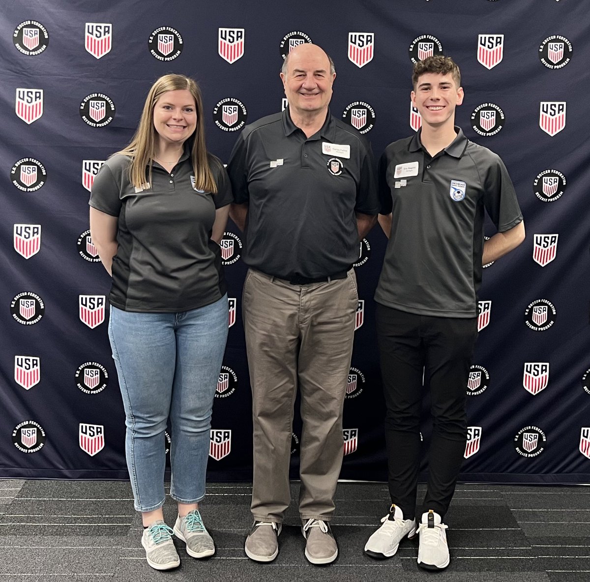 MichiganReferee's tweet photo. Kristy, Carlos, and Eric represented Michigan Referee Program at the State Referee Committee Workshop @ussoccer headquarters in Chicago this weekend! #michiganreferee https://t.co/xbp67ZzlYS
