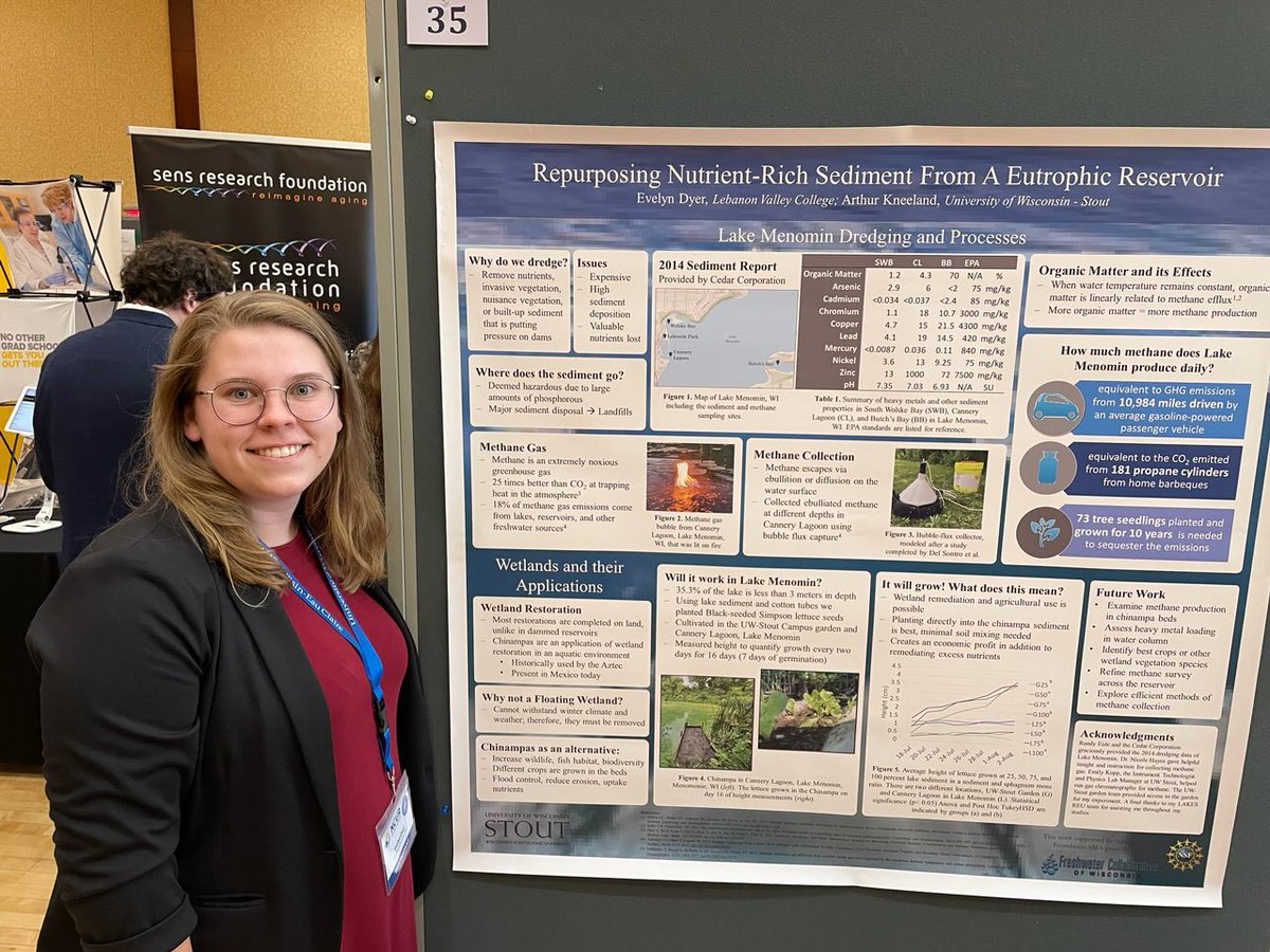 LVCEnvi's tweet image. Congratulations to Evelyn Dyer (ENVI ‘23) for presenting at the National Conference on Undergraduate Research this weekend in Wisconsin. Evelyn gave a poster presentation on her summer research at UW-Stout where she investigated repurposing nutrient rich sediment. #LVCEnvi #GoLVC