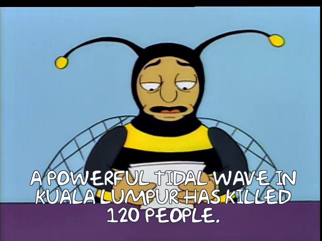 Simpsonspalooza's tweet photo. #localnews #kentbrockman #bumblebeeman #TheSimpsons https://t.co/3CSQWKLMtl