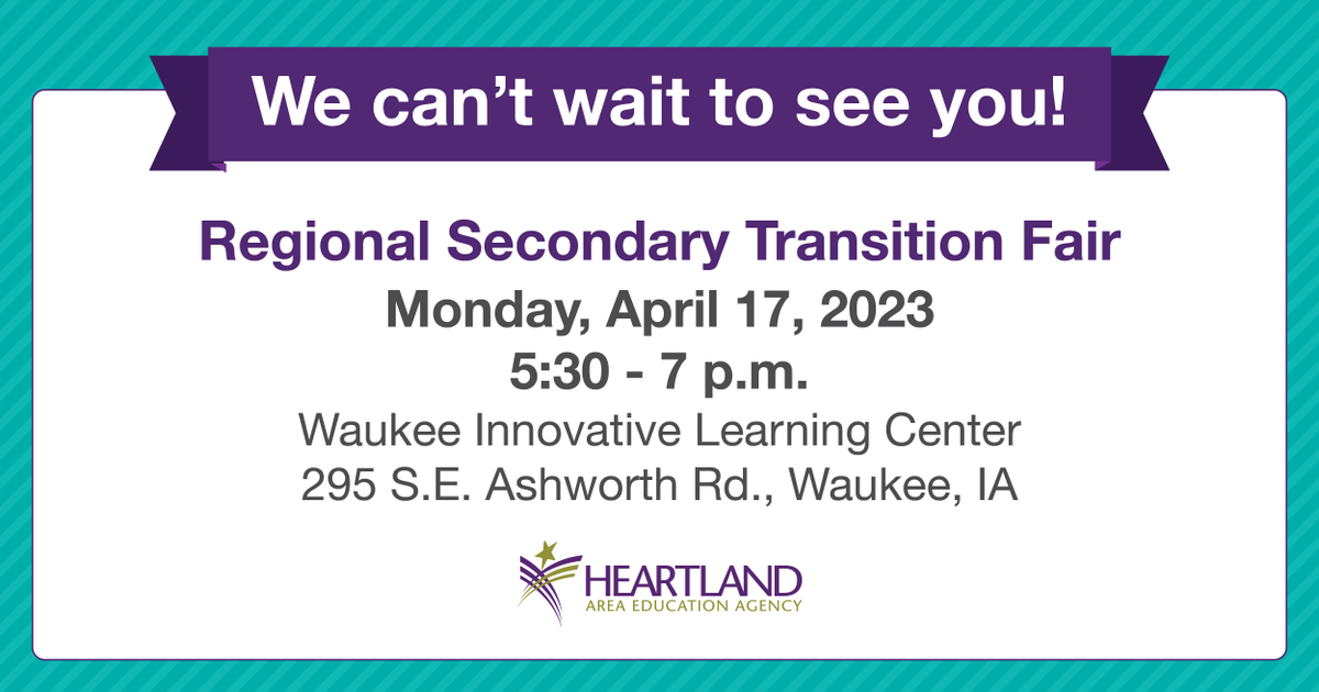 Don't miss out on our Regional Secondary Transition Fair April 17 5:30-7 p.m. Waukee Innovative Learning Center. For students with IEPs and 504s, their parents &amp; teachers seeking essential transition information about learning, working, leisure, living. bit.ly/40ZjXdl