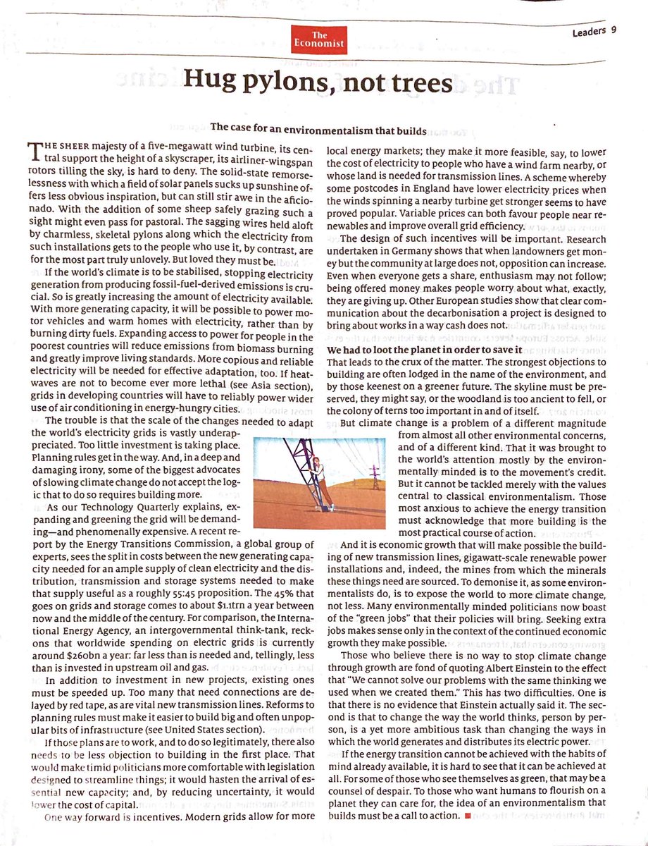Cover story mého aktuálního Economistu (do Olomouce chodí s týdenním zpožděním): Bude to velká debata, kterou je třeba vést citlivě, nicméně ano, musíme zrychlit výstavbu obnovitelných zdrojů i sítě.