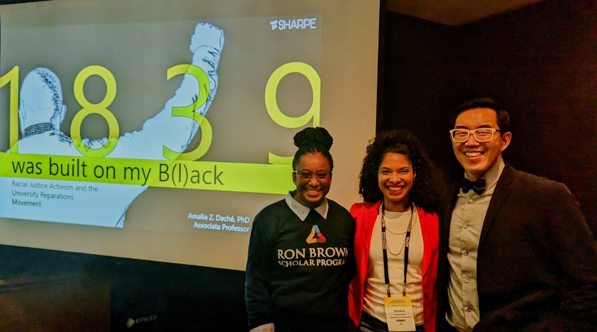 A successful presentation of '1839 was built on my B(l)ack: Racial justice activism and the university reparations movement' with some of our student researchers. #AERA2023 #AERA23