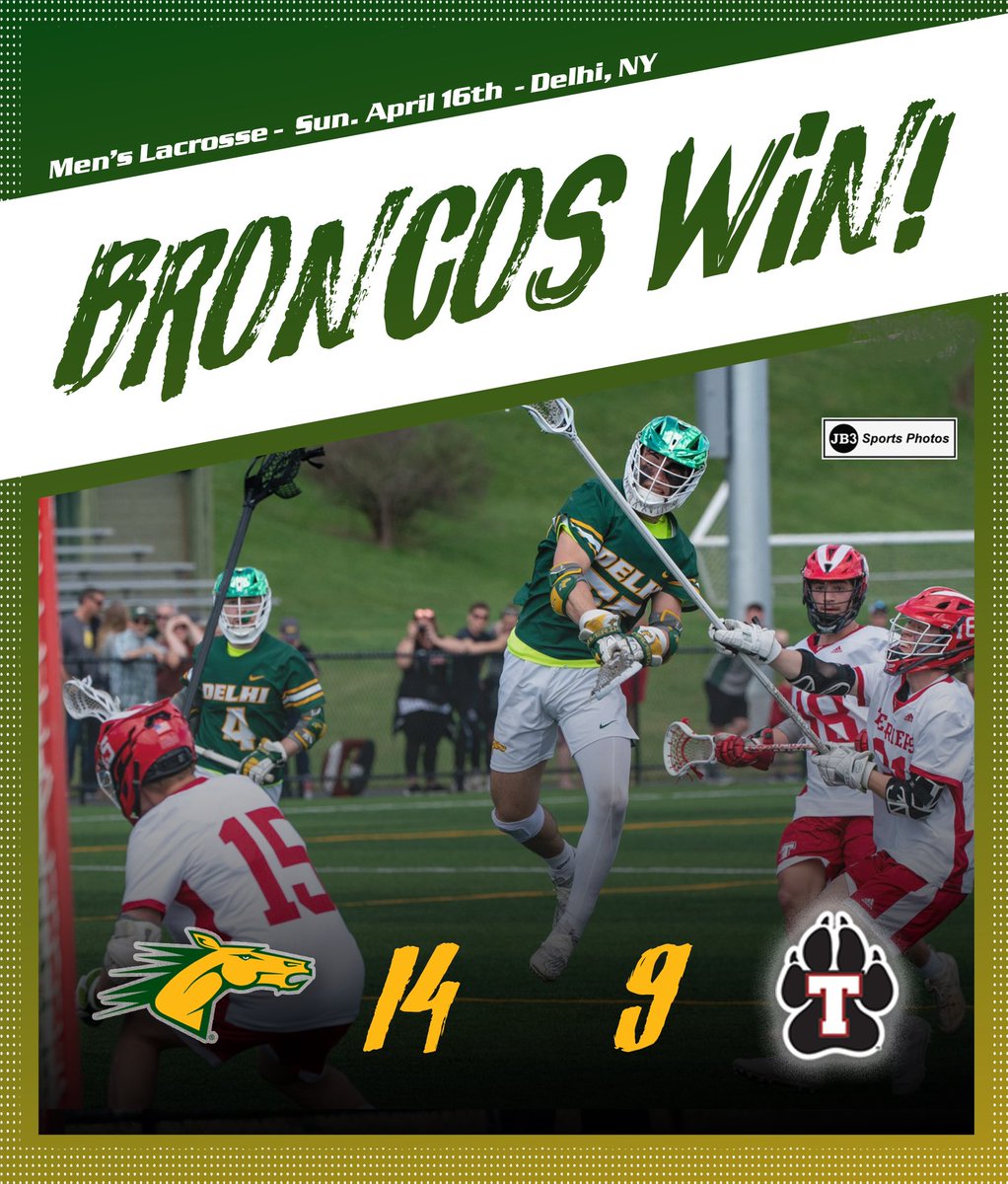That’s three NAC wins in a row for <a href="/Delhilacrosse/">Delhi Men's Lacrosse</a>! Your Broncos are rolling now, outscoring their last three opponents 44-14! #delhidrivd