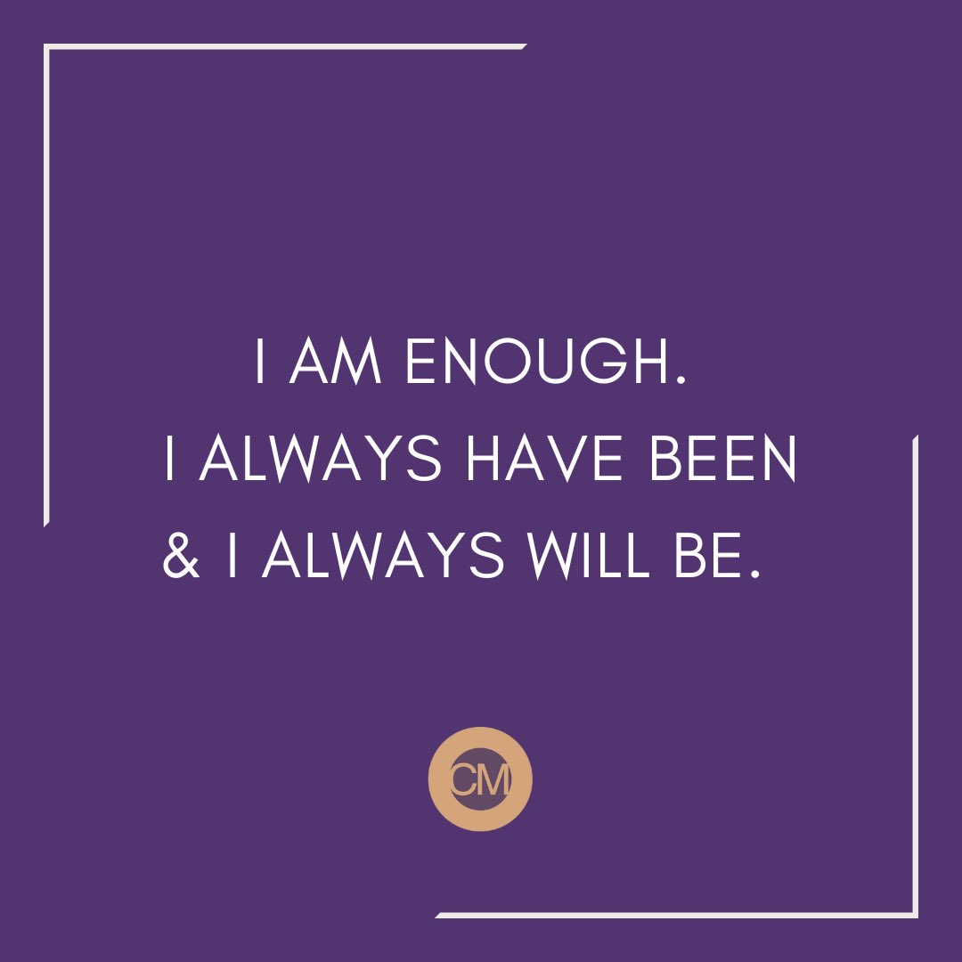 TheCoachMonique's tweet photo. You are enough and it’s time for you to start believing it. 💜💭

Repeat this affirmation whenever negative and self-limiting thoughts arise and over time you will rewire your brain to think more positive (and more truthful) thoughts about yourself.  #lifecoach #positivethoughts https://t.co/SNxcEDHssd