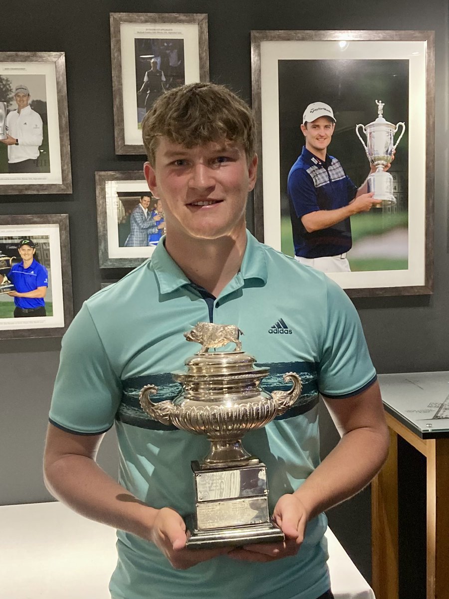 NorthHantsGC's tweet photo. Congratulations to Will Coxon from for winning the Hampshire Hog after a play off against Ben Quinney. Both were 6 under for 36 Holes & Will won on the 2nd extra hole after rounds of 67 & 67 for an aggregate score of 134. Well done Will & many thanks to all our member volunteers https://t.co/tNb8ibV6Z7