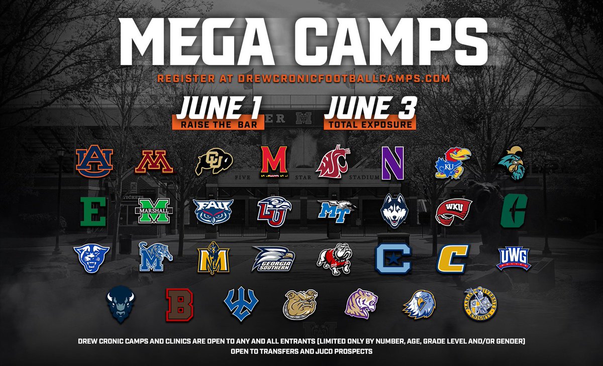 MercerFootball's tweet photo. 𝐁𝐈𝐆 𝐓𝐈𝐌𝐄 camp back in Macon, GA this summer! All eyes 👀 will be on you!

#RaiseTheBar | #RoarTogether

🔗: https://t.co/pMCX8D6BjT https://t.co/h19v8724Km