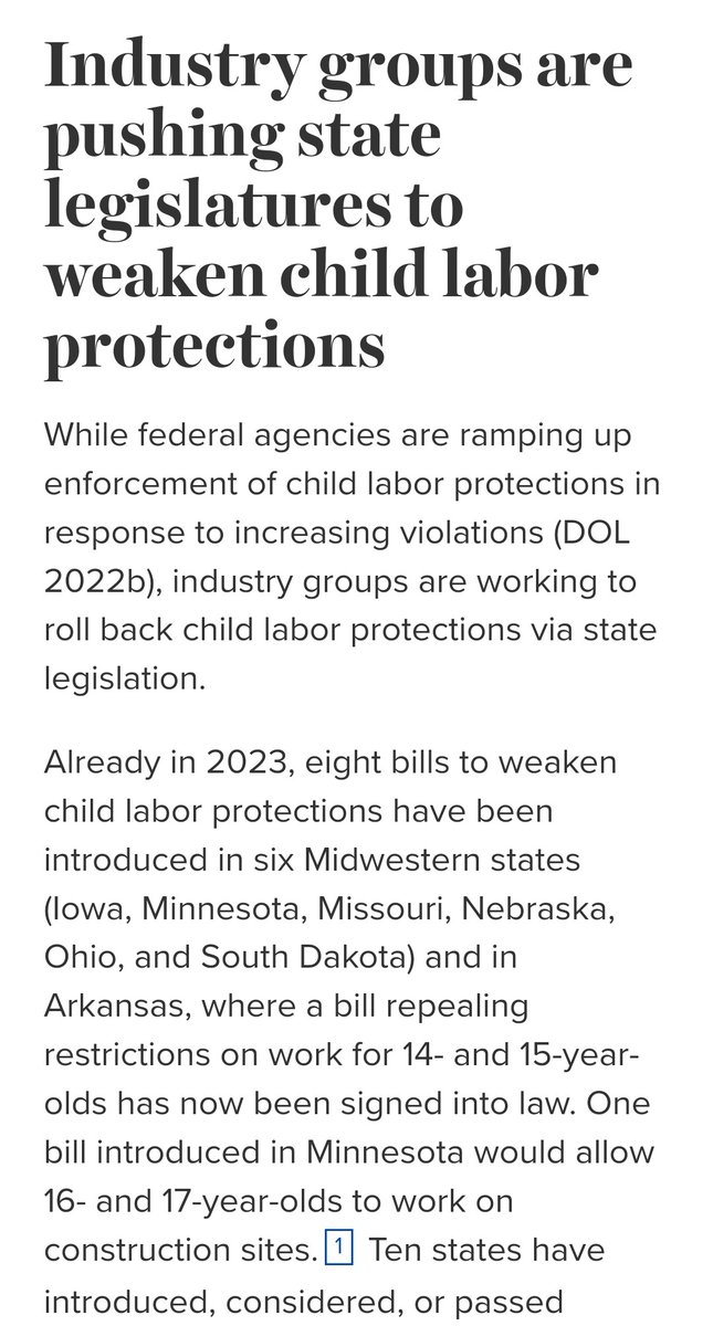 Molly1Jo's tweet photo. Instead of welcoming immigrants and helping incorporate them into our desperately needed work force, GOP want to:
-Raise the retirement age
-Put children to work in dangerous industries
-Ban abortions, forcing unwanted births
-Allow child marriages
#GOPNotProLife https://t.co/Fi2nMKHixC
