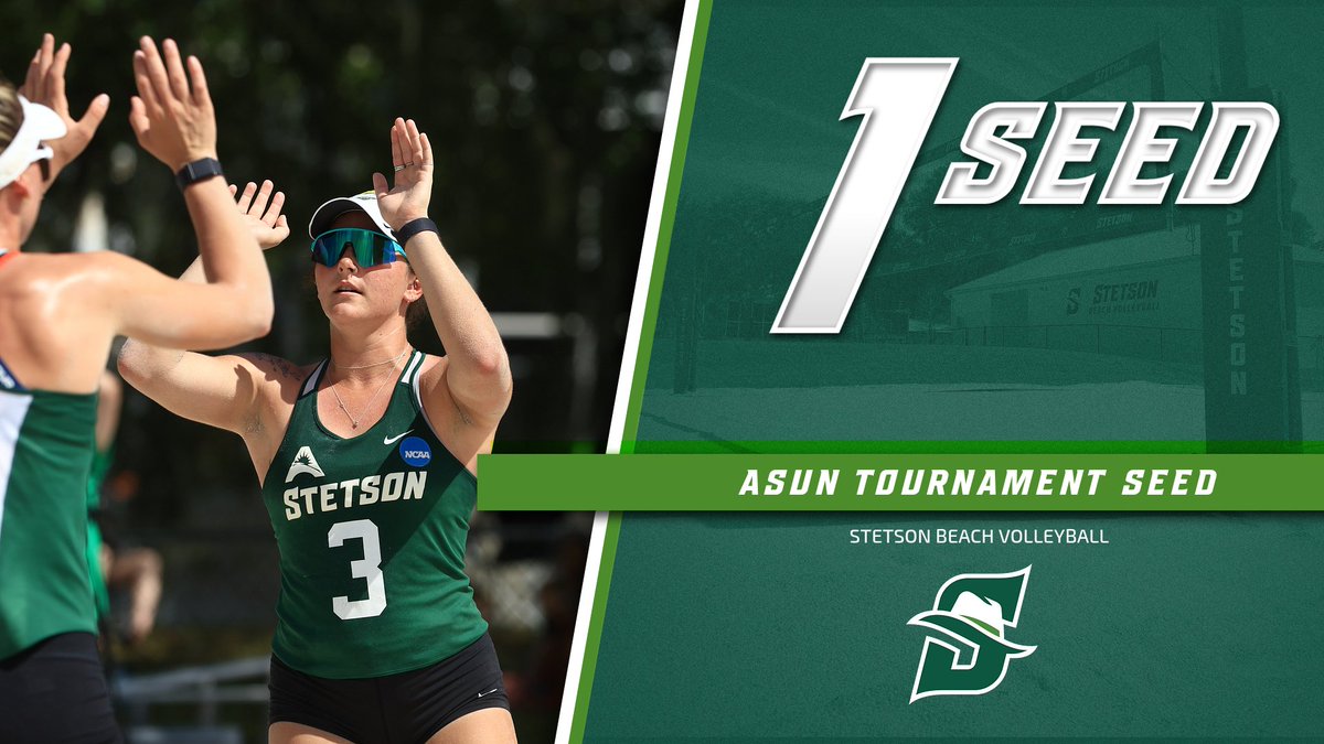 StetsonBeach's tweet photo. Stetson Receives #1 Seed in the ASUN Tournament.

Stetson will play #8 Central Arkansas on Friday April 21st at 9:00 AM in Jacksonville.

Full Bracket: https://t.co/z8wYHXEL9t

#GoHatters https://t.co/RDH0tzYaRd