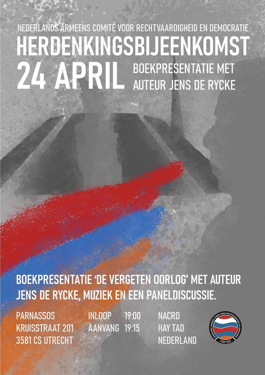 Wees aanwezig bij de première van het boek ‘De Vergeten Oorlog’ met auteur Jens De Rycke op 24 april. Een boekpresentatie in combinatie met muziek en poëzie ter nagedachtenis van de Armeense Genocide.