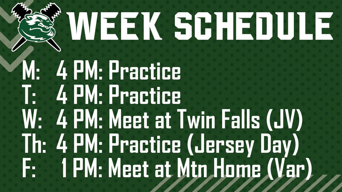 WoodRiverTrack's tweet photo. This Week’s Schedule #MtnTough #WRTF https://t.co/eruTEmaGhD