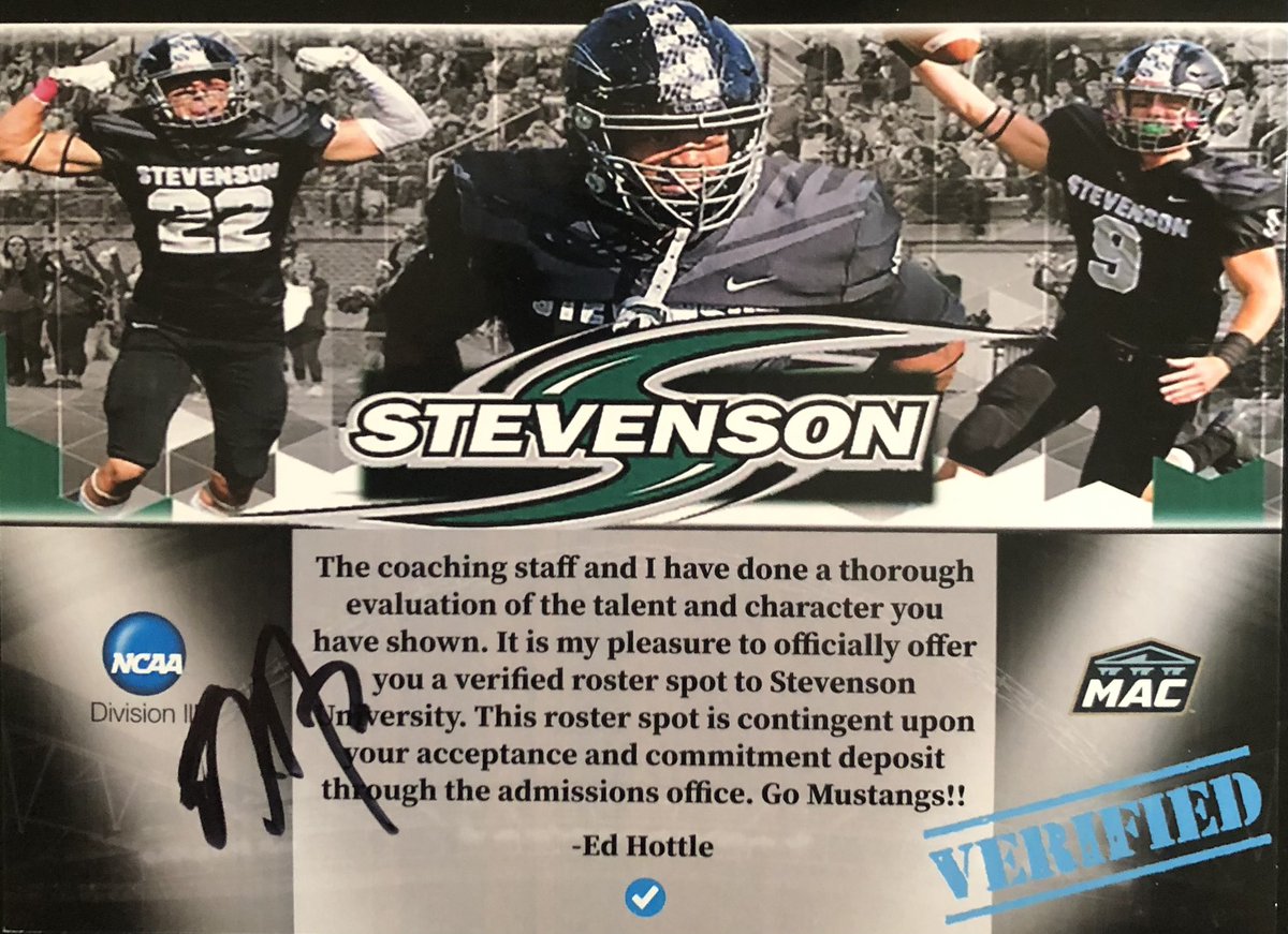 I am very thankful to receive my 2nd collegiate offer from Stevenson University. Thank you @edhottle1 @Coach_Hoeg @barlow_coach @WoodgroveFB