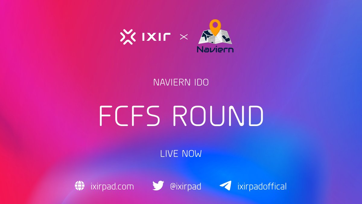 🔥 <a href="/NaviernOfficial/">Naviern</a> FCFS ROUND IS LIVE NOW 🔥

👉 Buy on IxirPad: ixirpad.com/launchpad/fycr…

📍Time Details
⏰Time: 16th April 2023, 20:00 UTC - 22:00 UTC

IDO Detail: t.me/ixirswapchanne…
IDO Round Detail: t.me/ixirswapchanne…
FCFS Round Detail: t.me/ixirswapchanne…