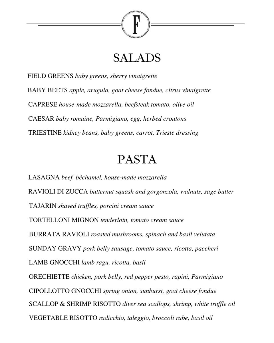 FlorianaDC's tweet photo. We're welcoming spring with a new menu from head chef James Cradlin! You'll find creative, culinary ventures like the Triestine salad, cipollotto gnocchi, and braised duck leg alongside all of your Floriana favorites. Which dish are you most excited to try?⁣ #newmenu https://t.co/tbTeTTPxOf
