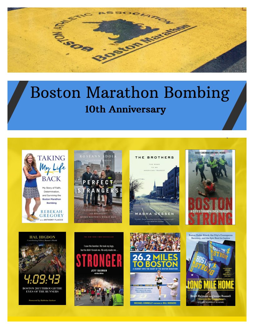 NOBLELibraries's tweet image. The 127th Boston Marathon is April 17th. This year marks the 10th anniversary of the 2013 Marathon bombing. As we honor the victims of the bombing and the resilience of the survivors, let us also cheer all who attempt this iconic challenge. #noblelibraries libraryaware.com/2RM868