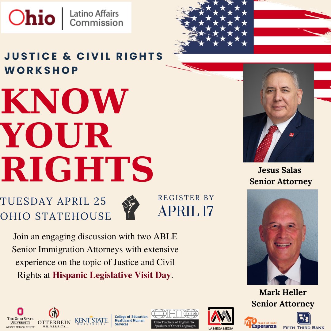 Stay informed with the most up-to-date information on Justice &amp; Civil Rights! #HispanicLegislativeVisitDay
 
Deadline to register it tomorrow:
eventbrite.com/e/hispanic-leg…