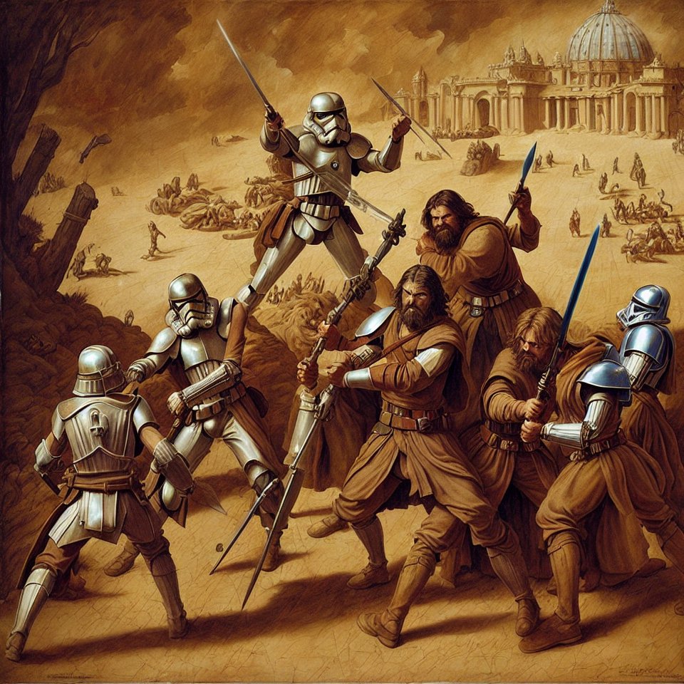 ai_ingenuity's tweet photo. Star wars battle! #shareyourart

 #stablediffusionart #stablediffusion  #AlArtwork #ai  #AI #iaart  #NFTCommuntiy https://t.co/5uOfSILrC0