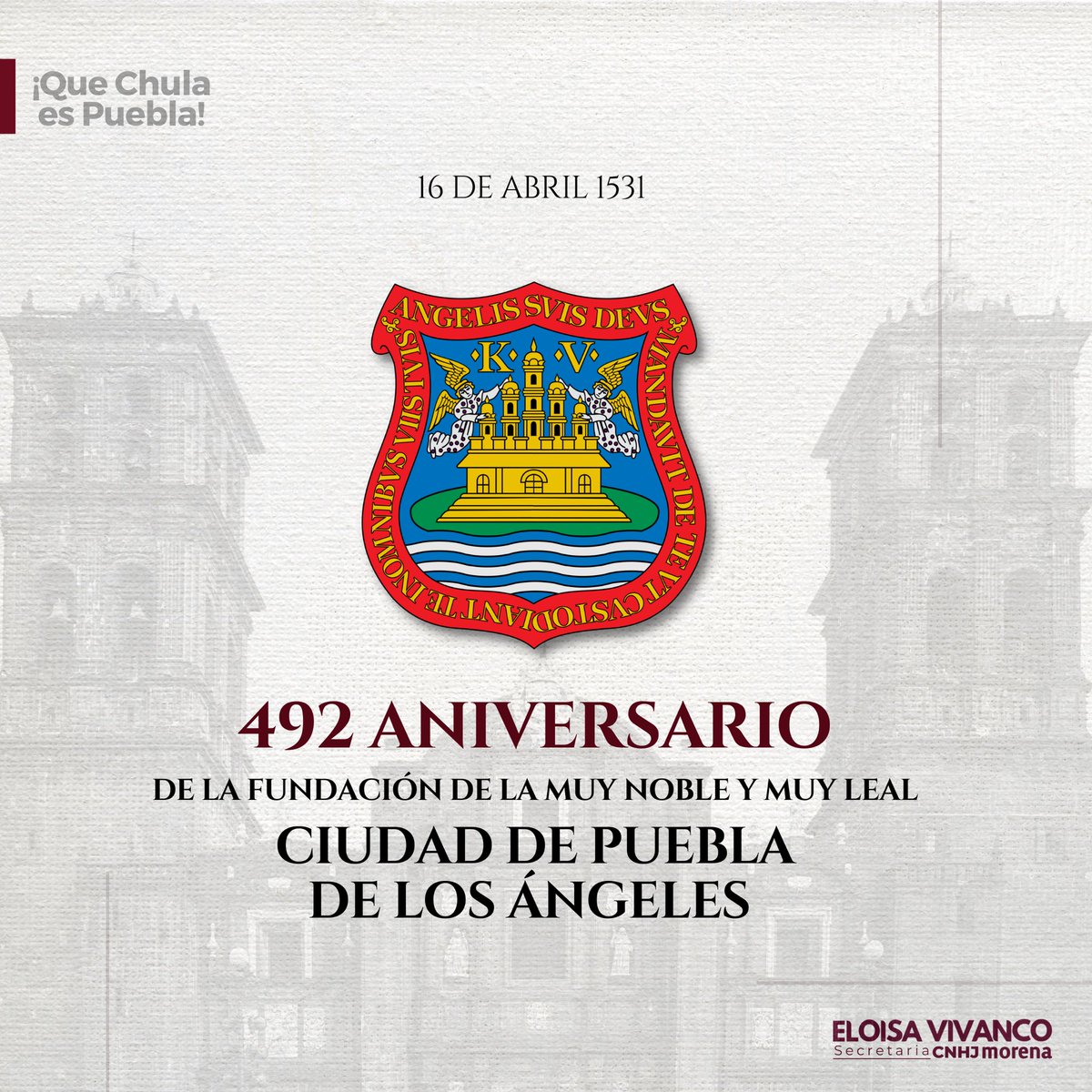 VivancoEloisa's tweet photo. El 16 de abril de 1531, en el Valle de Cuetlaxcoapan se funda la ciudad de Puebla... ¡Feliz aniversario 492 a la Muy Noble y Muy Leal Ciudad de Puebla de los Ángeles! 🙌 https://t.co/jOnDSXFsY0