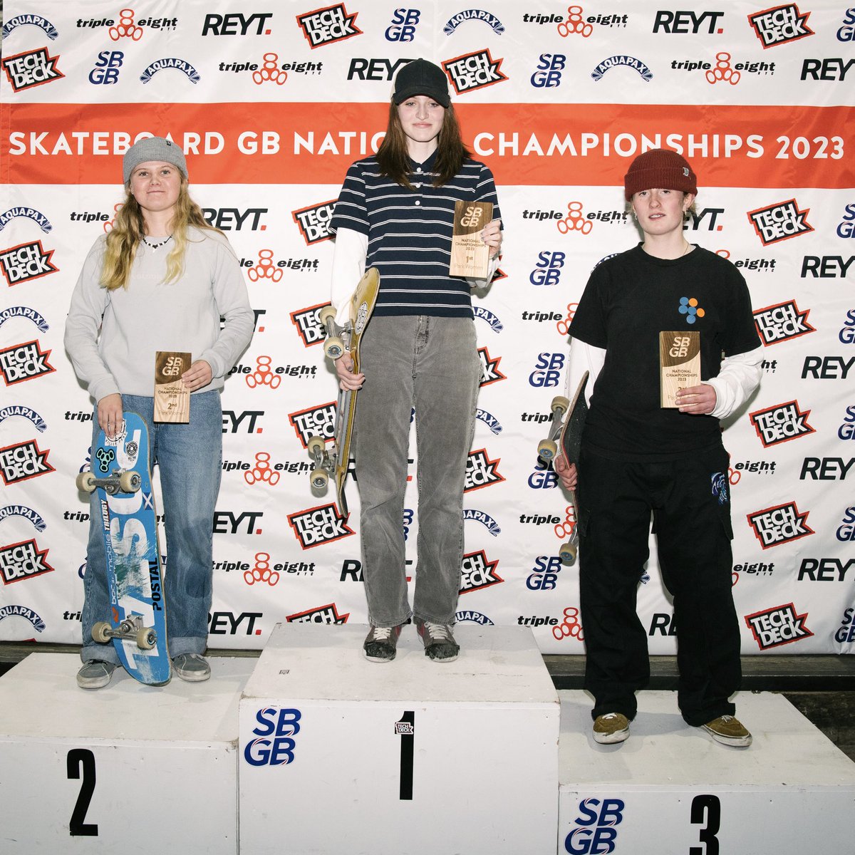 SkateboardGB's tweet photo. The winners of the Skateboard GB National Championships 2023 are:⠀
⠀
Female Park⠀
🥇Lilly Strachan 
🥈Katie Pike
🥉Miriam Nelson 
⠀
Male Park⠀
🥇Tay Cunningham 
🥈George O’Neill 
🥉Sam Beckett

Thank you to all the skaters and everyone who was involved in making this happen! https://t.co/92RbYb0onn