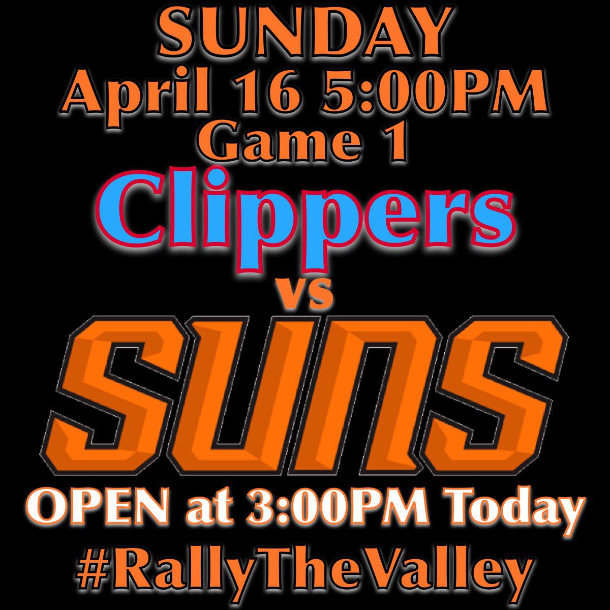 capssportsgrill's tweet photo. Attention SUNS Fans!!
We OPEN at 3:00PM
Clippers vs SUNS☄️
Happy Hour Open to Close
14 Beers On Tap
Full Bar
AND
the BEST WINGS
#GamesWithSound
#WeAreTheValley #Wings #GetFiredUp #Phoenix #HotWings #BestWings #nbaplayoffs #NorthPhoenix #SUNS #ValleyProud #RallyTheValley https://t.co/X76brfLZXo