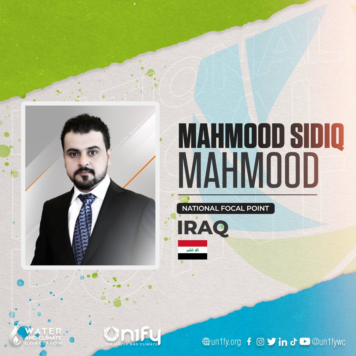 Introducing our National Focal Points for Iraq, Razan Omar Ali and Mahmood Sidiq Mahmood. Are you from Iraq and willing to advocate for water and climate? You can reach them via email at iraq@un1fy.org #un2023waterconference #wateraction #water #youthadvocates #un1fy #un1fywc