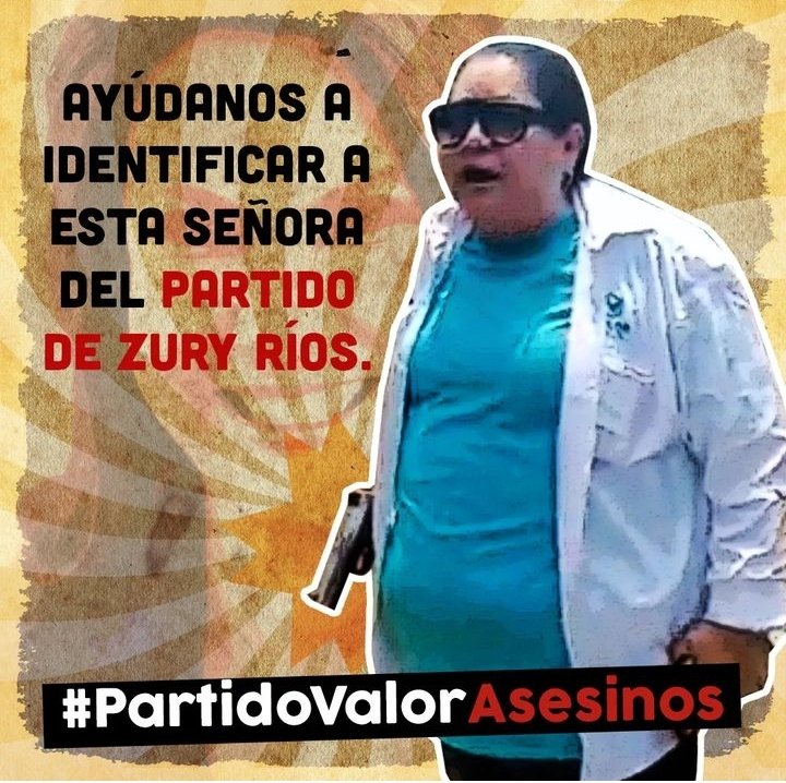 Ayúdanos a identificar a esta señora del partido de Zury Ríos.
El día de ayer disparó un arma de fuego en Tucurú, Alta Verapaz en #Guatemala y es parte del partido Valor. 
#PartidoValorAsesinos 
#ZuryNoTeToca