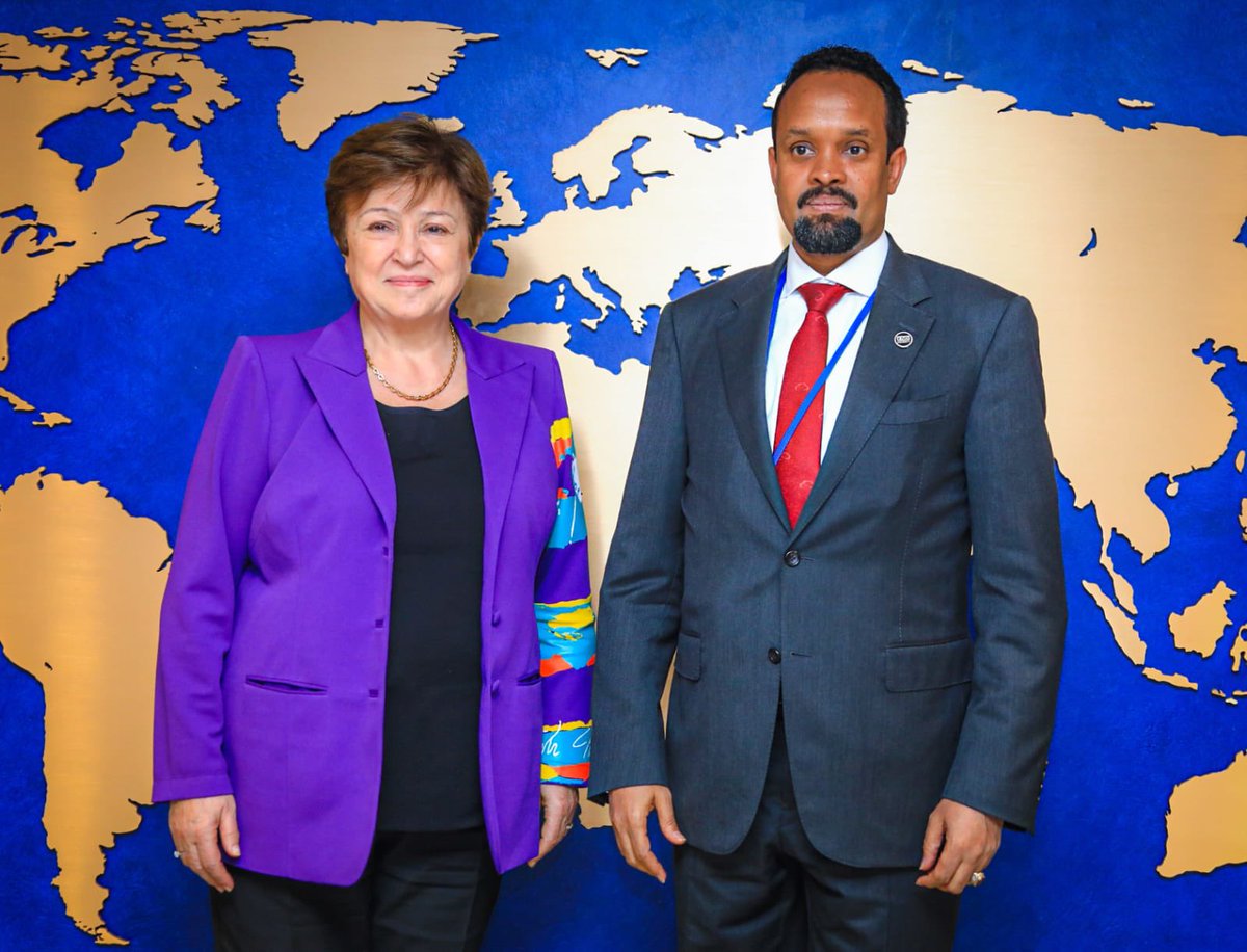 seleshi_b_a's tweet photo. Minster of Finance, HE Ahmed Shide and Governor of NBE, HE Mamo Mihretu &amp; all delegation  of #Ethiopia met with  IMF MD Mrs Kristalina I. Georgieva-Kinova, and IMF team today. The 2 sides concluded a week long discussions with various officials at IMF &amp; World Bank Group. https://t.co/aVUCwdzKVw