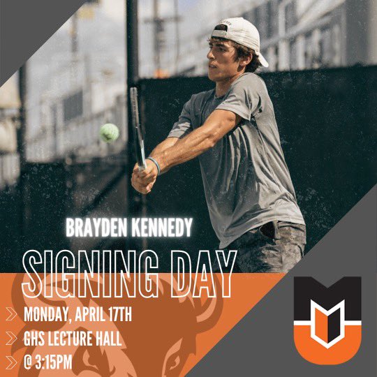 Brayden Kennedy will be signing his letter of intent to continue both his academic and tennis career at Milligan University where he will be majoring in Biology. We invite everyone to come out and help up celebrate this accomplishment!  (more info below)💚🧡🦬  #d4L #gobuffs