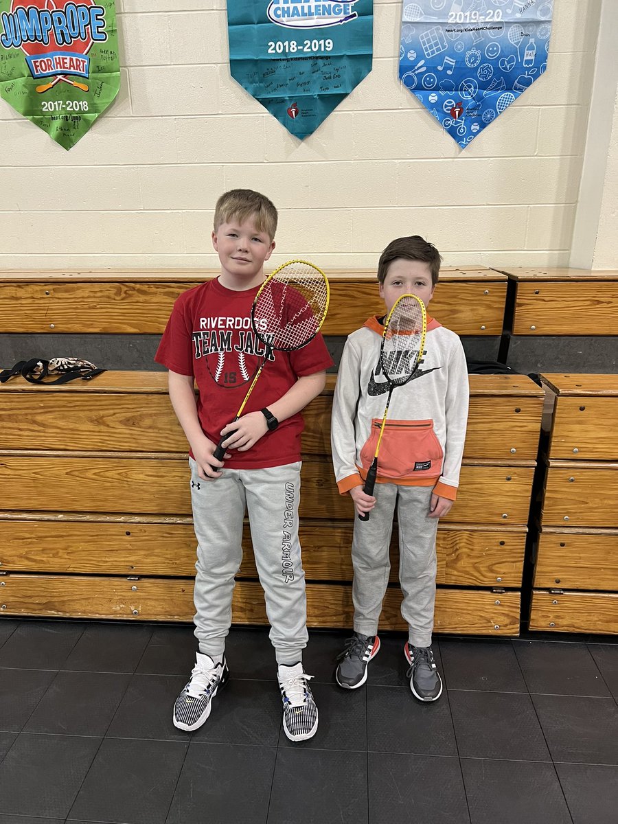4th Grade Doubles Badminton Champions at 1-R. Good work boys!